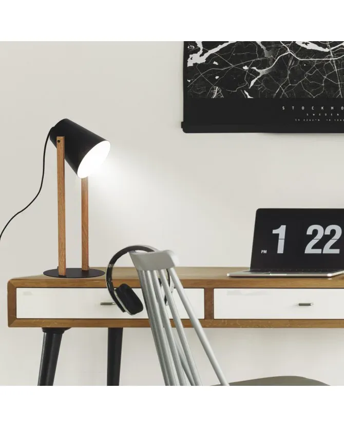 Flexo Chester Negro-Madera 1 x 60W con Cabezal Orientable - Imagen 2