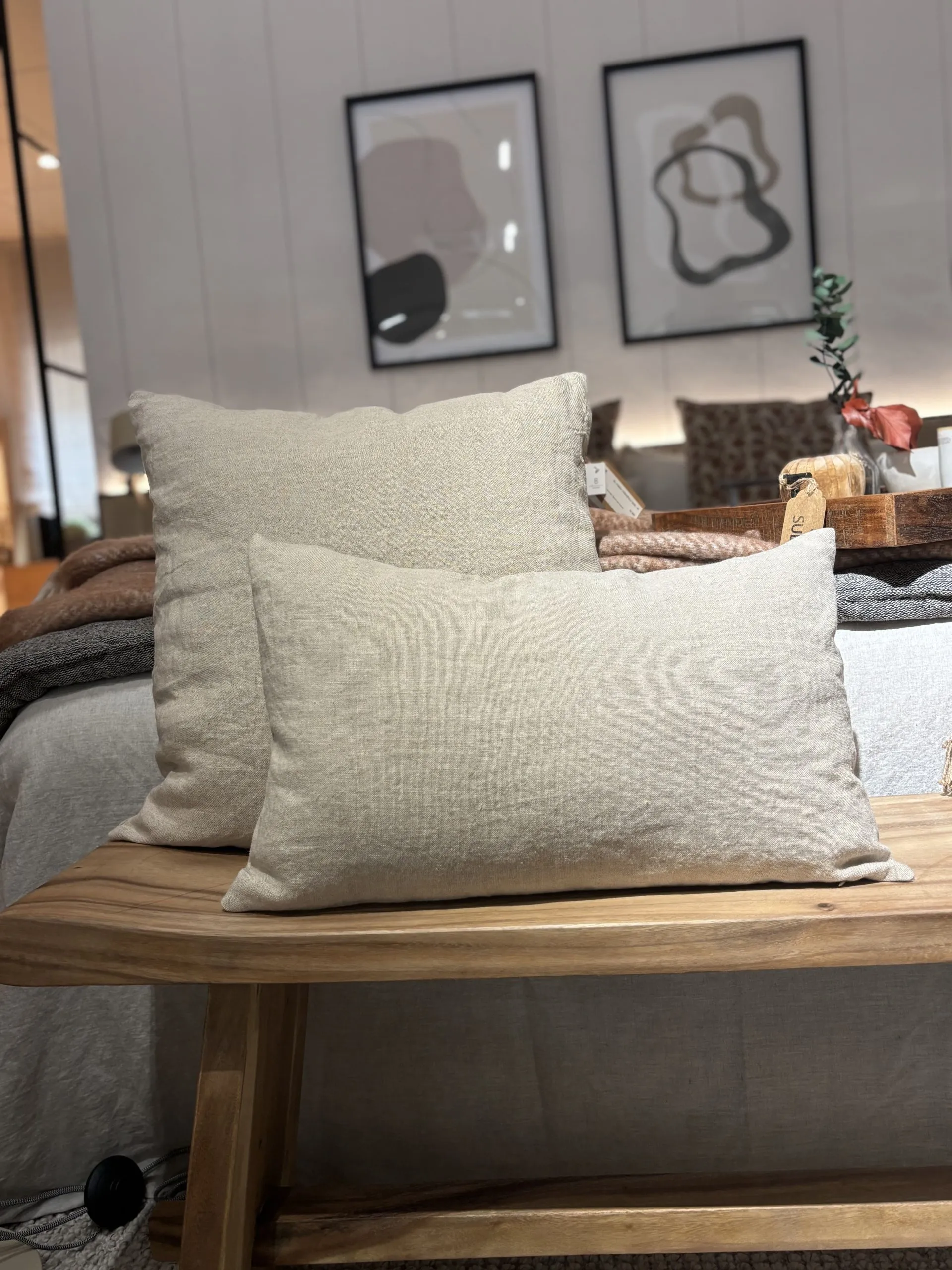 Funda de cojín SUENH Signature en lino 100% 50×50 Natural - Imagen 2