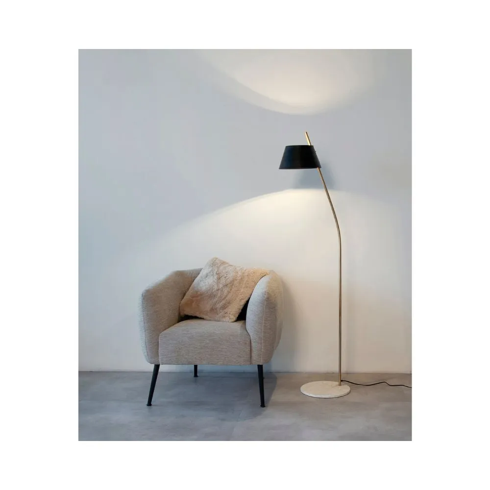 Lámpara de pie Kukui en metal y mármol Gold & Black & White - Imagen 3