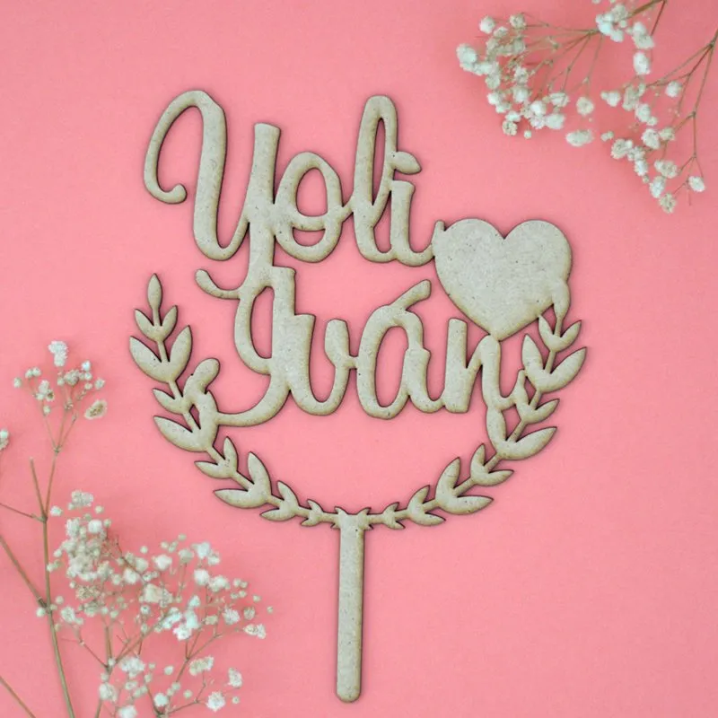 Topper media corona personalizada especial boda - Imagen 3