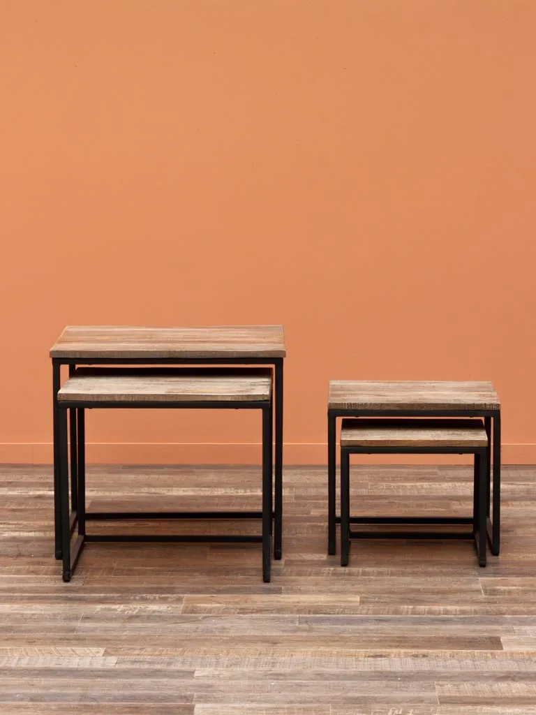 Mesas nido auxiliares Wicket en madera de teca y metal Natural - Imagen 3