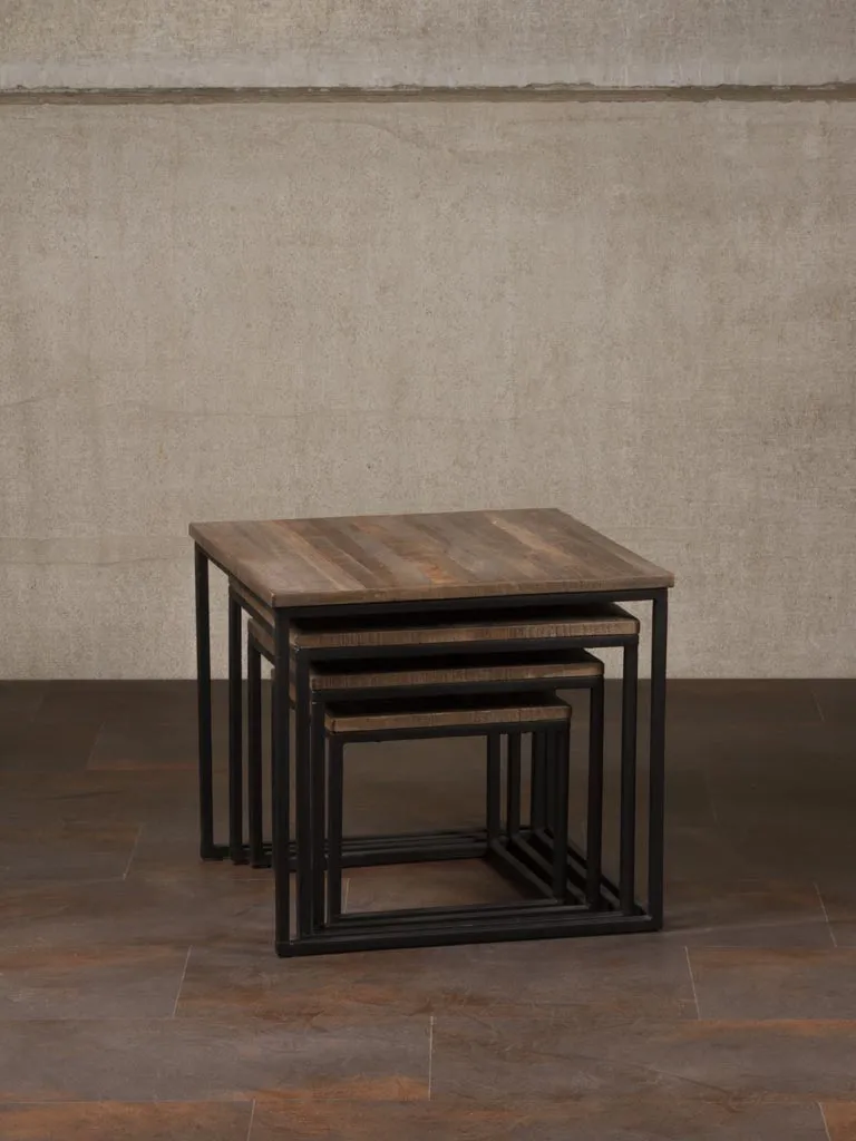 Mesas nido auxiliares Wicket en madera de teca y metal Natural - Imagen 5