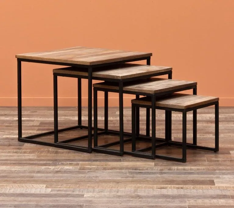 Mesas nido auxiliares Wicket en madera de teca y metal Natural - Imagen 2