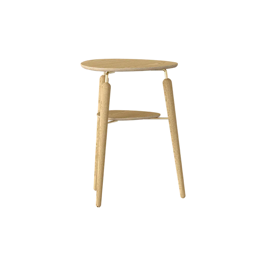 Mesa auxiliar My Spot en madera de roble y acero Natural & Gold