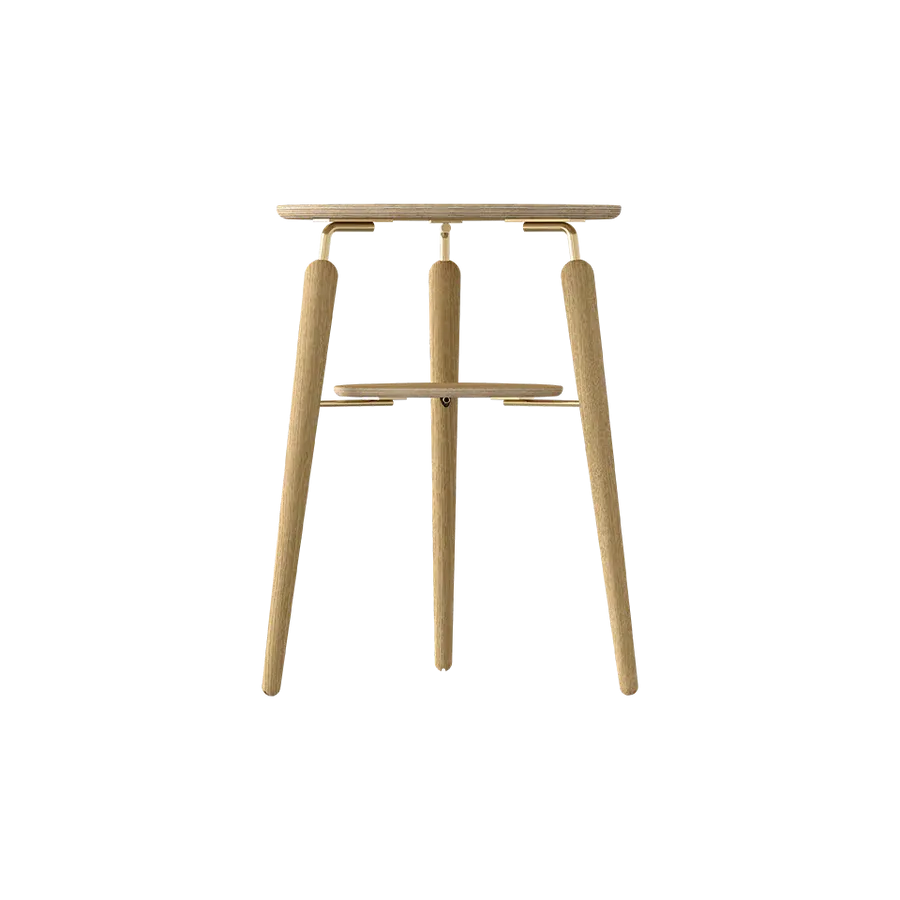 Mesa auxiliar My Spot en madera de roble y acero Natural & Gold - Imagen 2