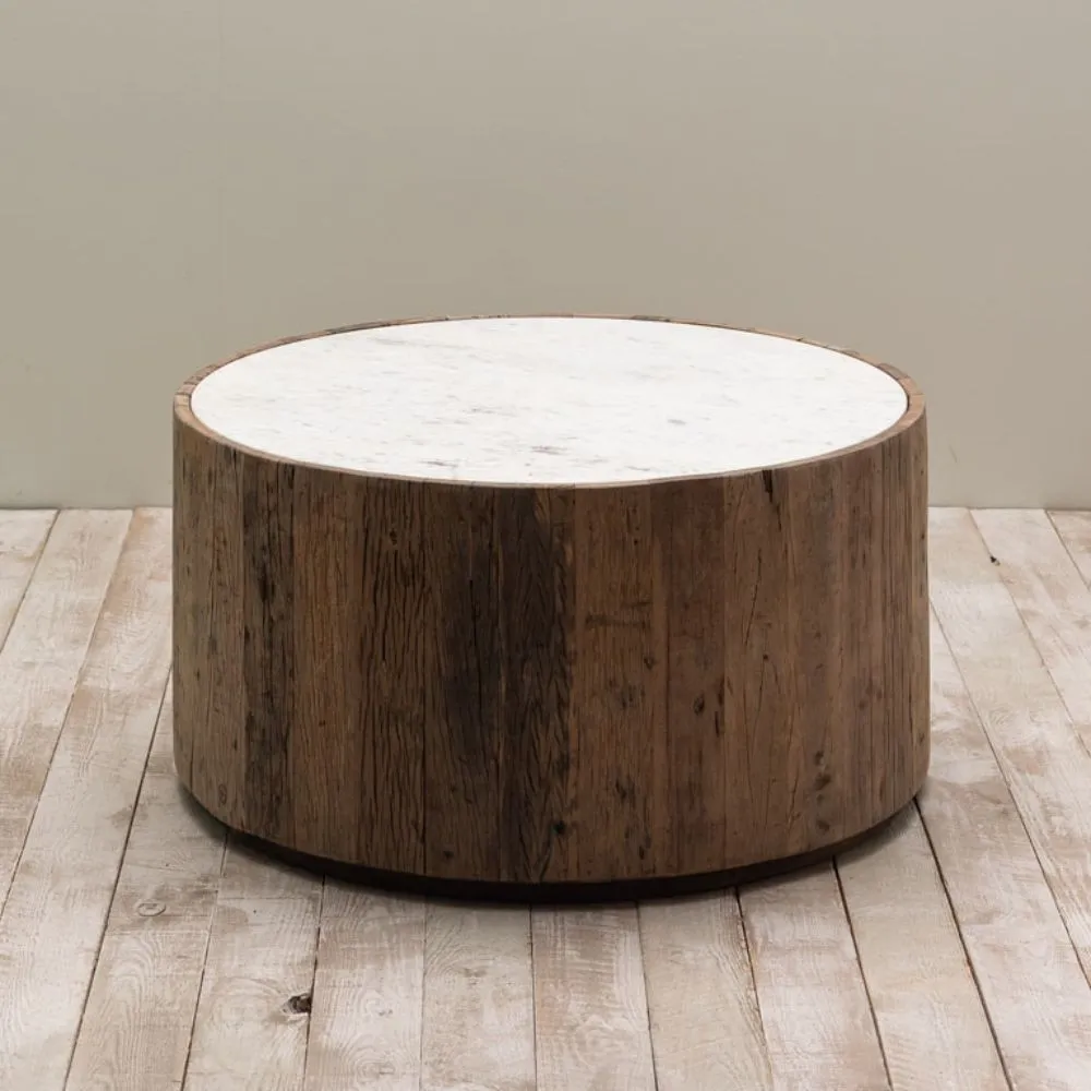 Mesa de centro Savana en madera reciclada y mármol Natural & Marbre - Imagen 2