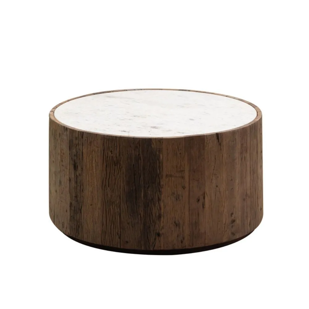 Mesa de centro Savana en madera reciclada y mármol Natural & Marbre