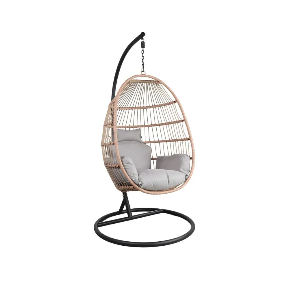 Silla colgante Claudine en cuerda sintética y metal Natural & Black