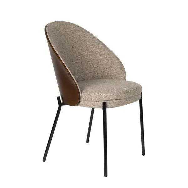 Silla Rodin en madera de fresno y metal tapizada Arena