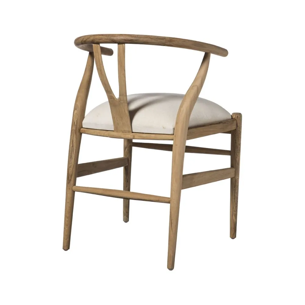 Silla U en madera de teca Natural & Off-white - Imagen 3