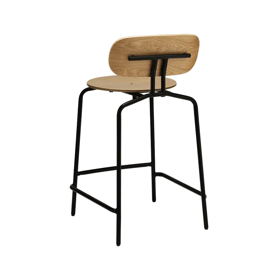 Taburete alto Curious en madera de roble y acero Natural & Black - Imagen 3
