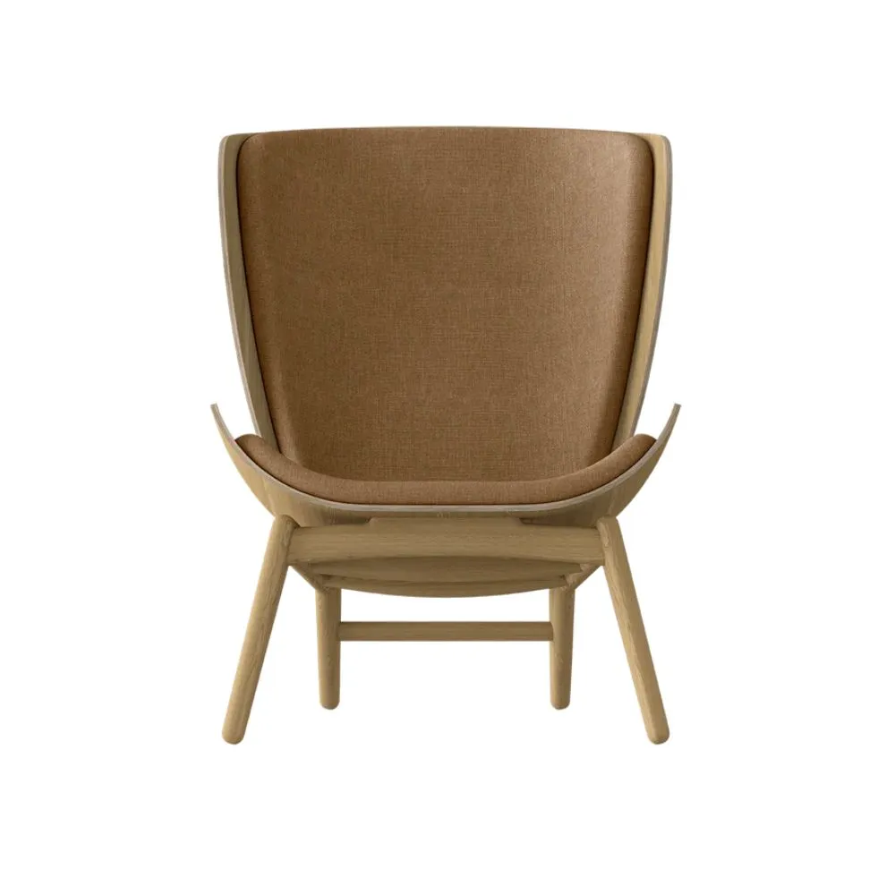 Sillón orejero The Reader en madera de roble tapizado Sugar Brown - Imagen 2