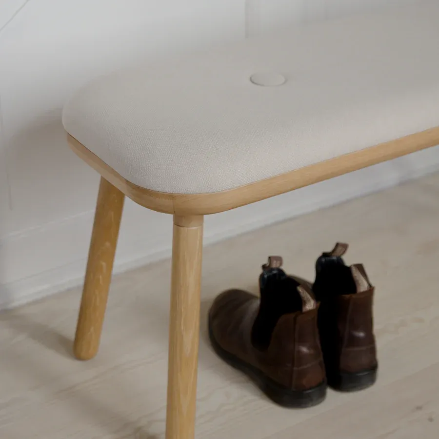 Banco Paff en madera de roble tapizado White Sands Tall - Imagen 4