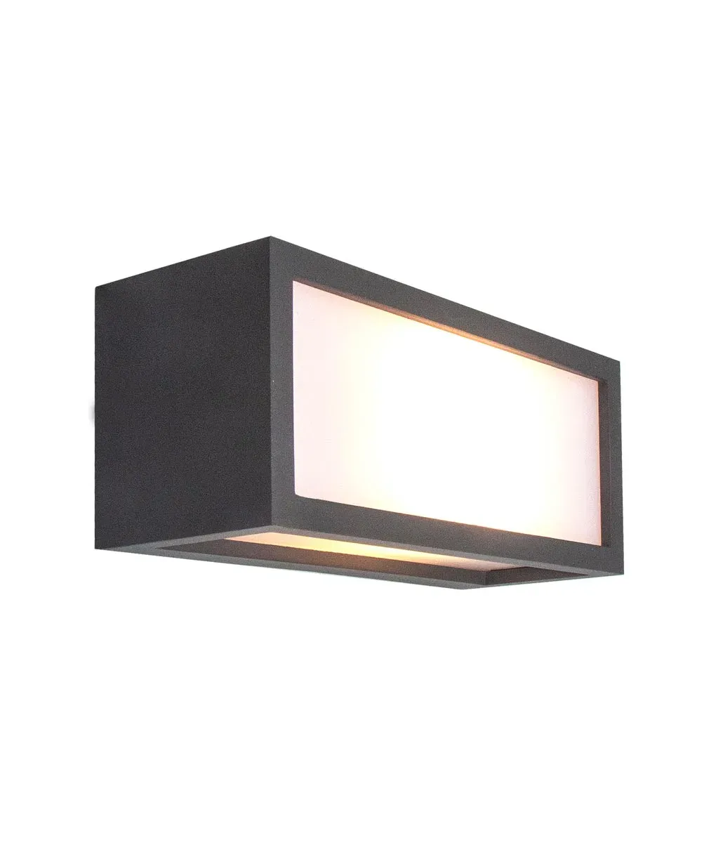 Aplique de exterior para pared Utah LED rectangular en tres acabados