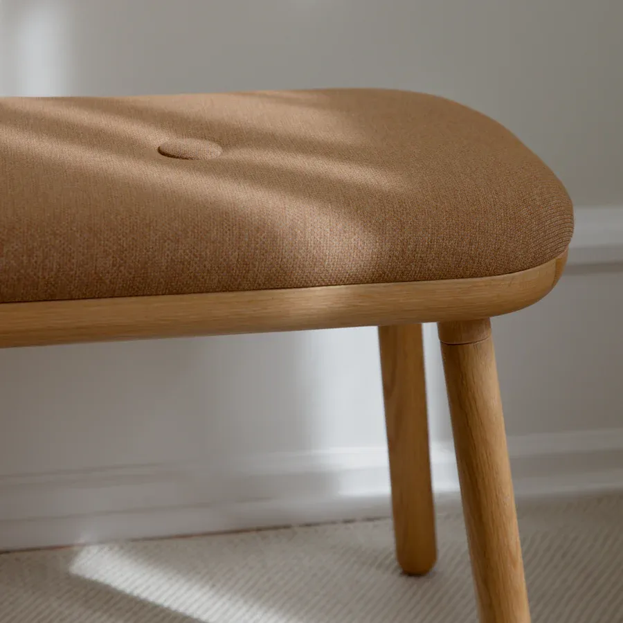 Banco Paff en madera de roble tapizado Sugar Brown Tall - Imagen 3