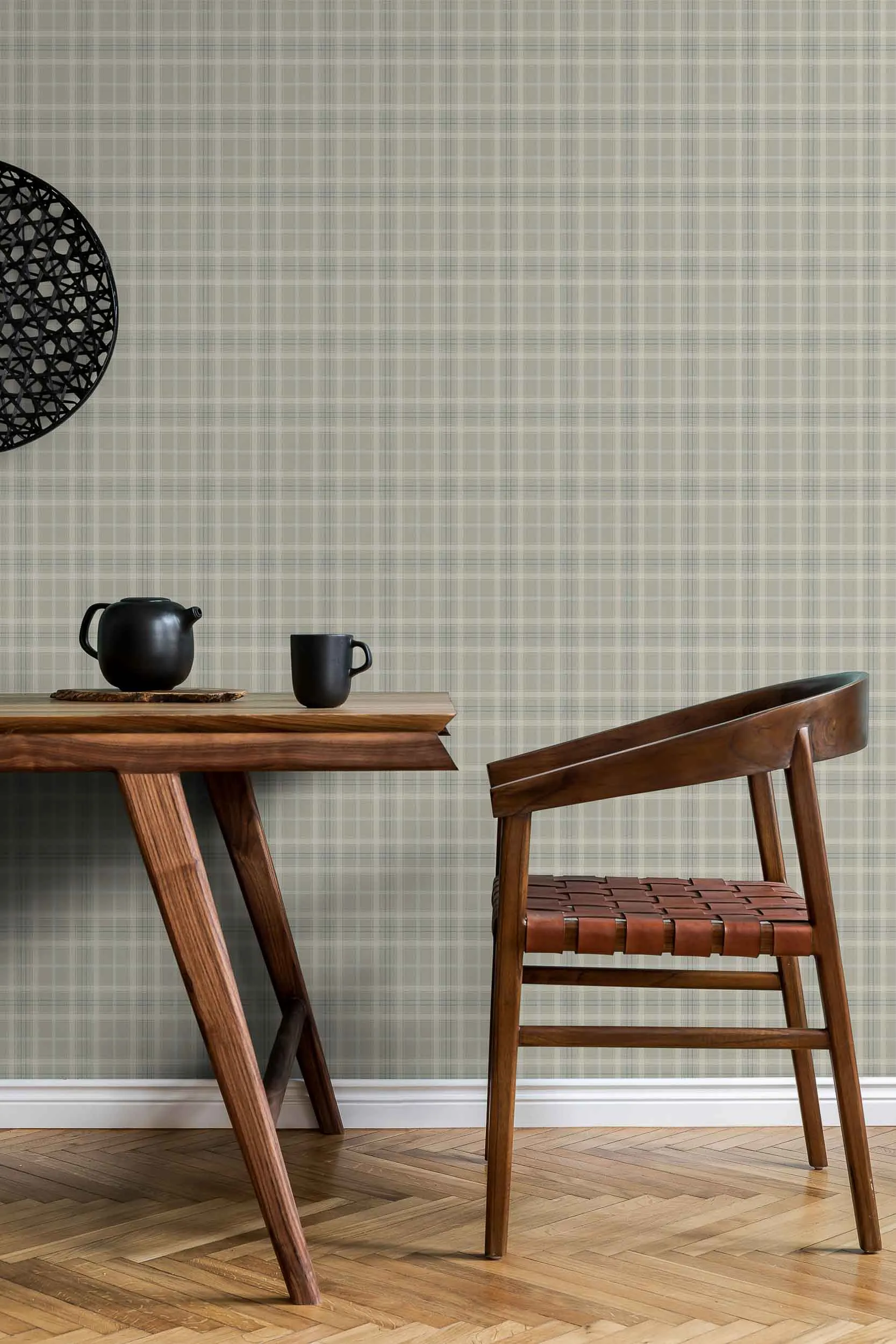 Papel pintado efecto textil Check Pearl - Imagen 2