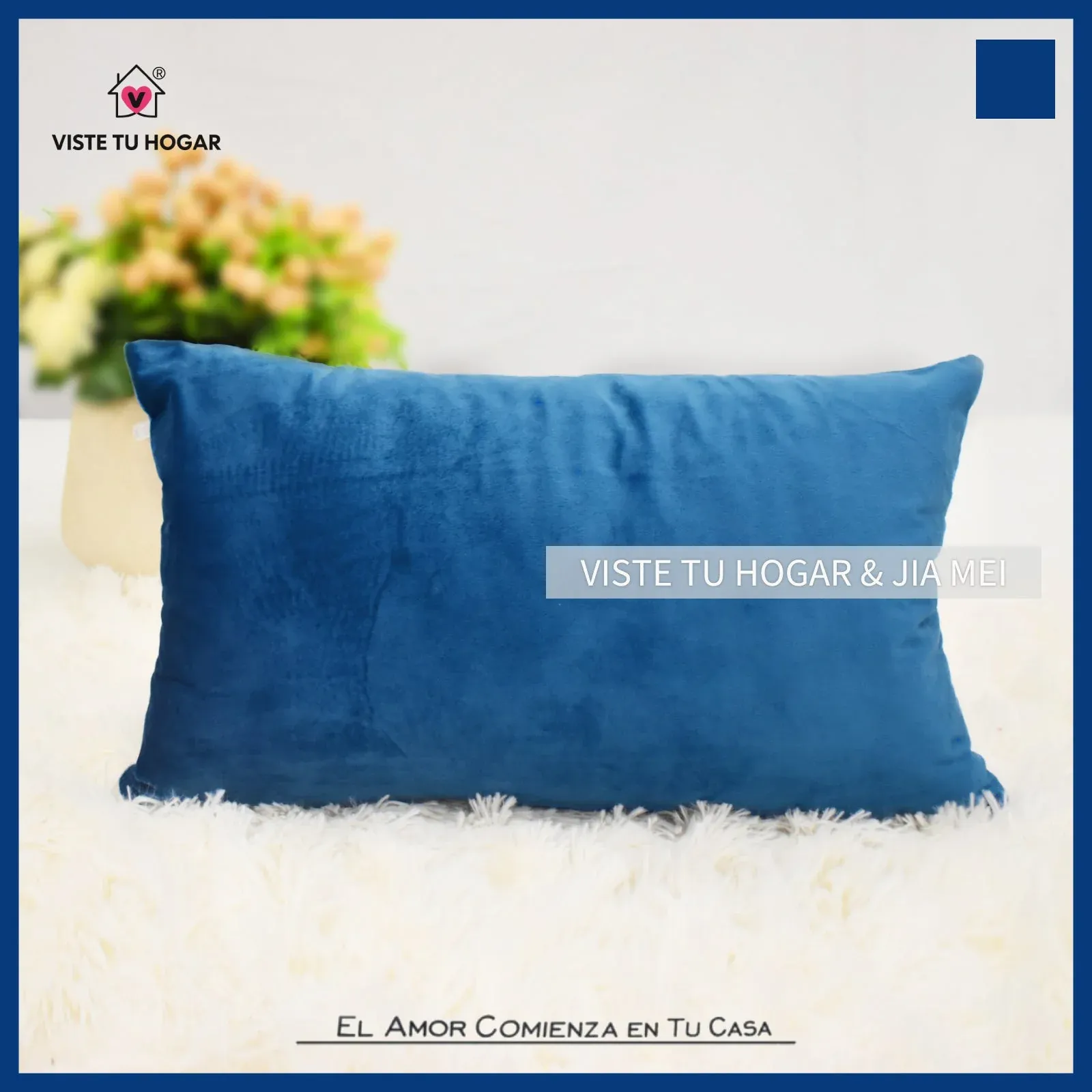 Cojín De Terciopelo Poliéster Con Un Estampado De Color Liso Sin Diseño - Imagen 7