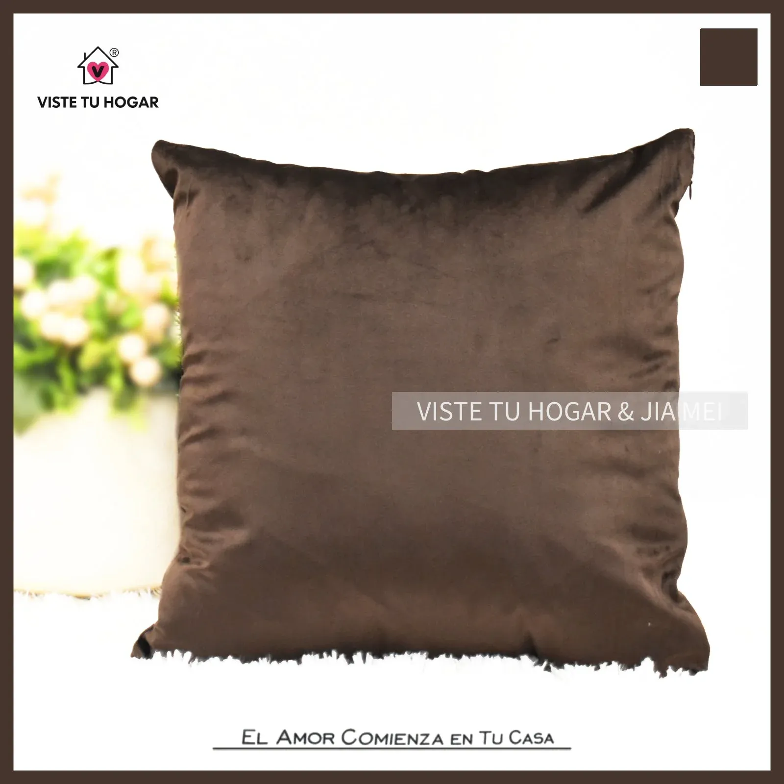 Cojín De Terciopelo Poliéster Con Un Estampado De Color Liso Sin Diseño - Imagen 2