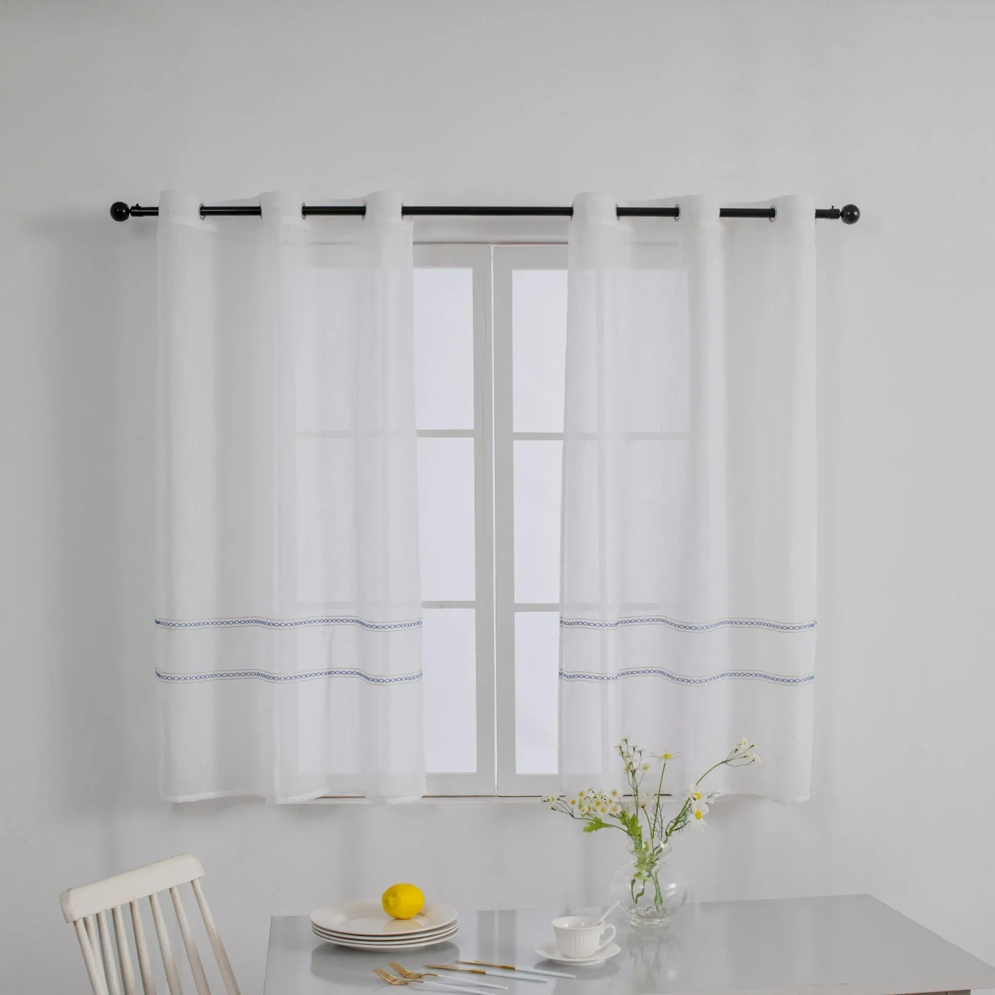 CORTINA DE COCINA DE GASA CON RAYAS CALADAS 100X140CM Y 140X140CM - Imagen 7