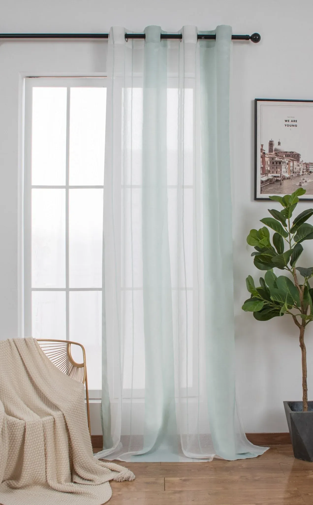 Cortina De Visillo Tránslucido Poliéster Hilo Doris Con Doble Color 140x260cm - Imagen 9