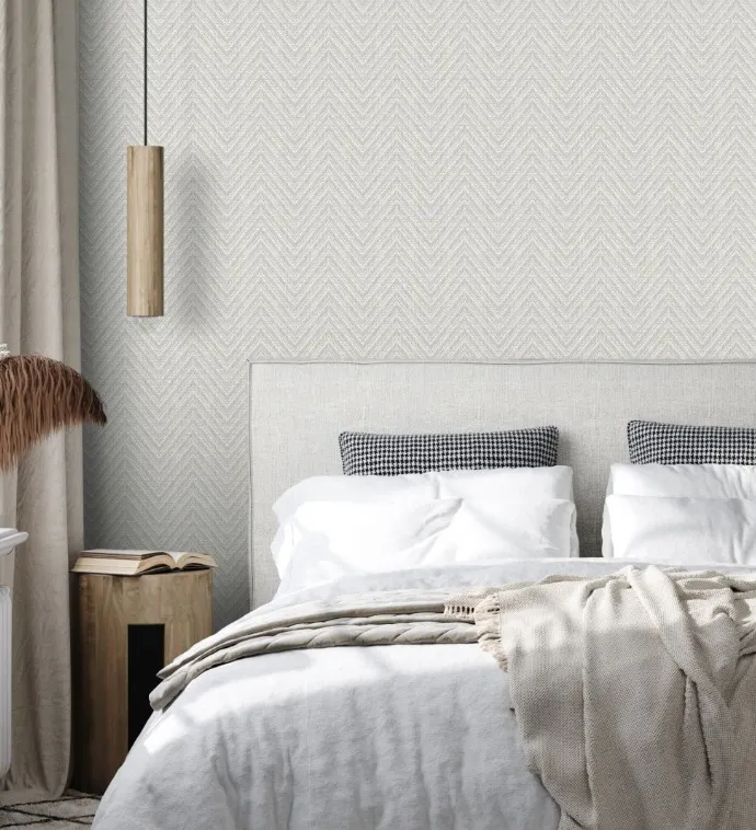 Papel pintado vinílico espiga relieve Georgia Light Grey - Imagen 3