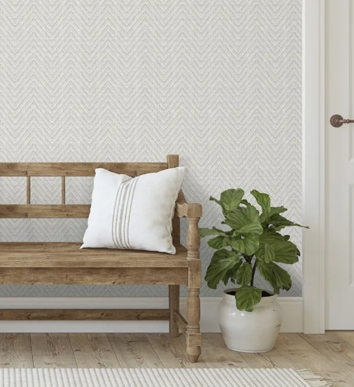 Papel pintado vinílico espiga relieve Georgia Light Grey - Imagen 2