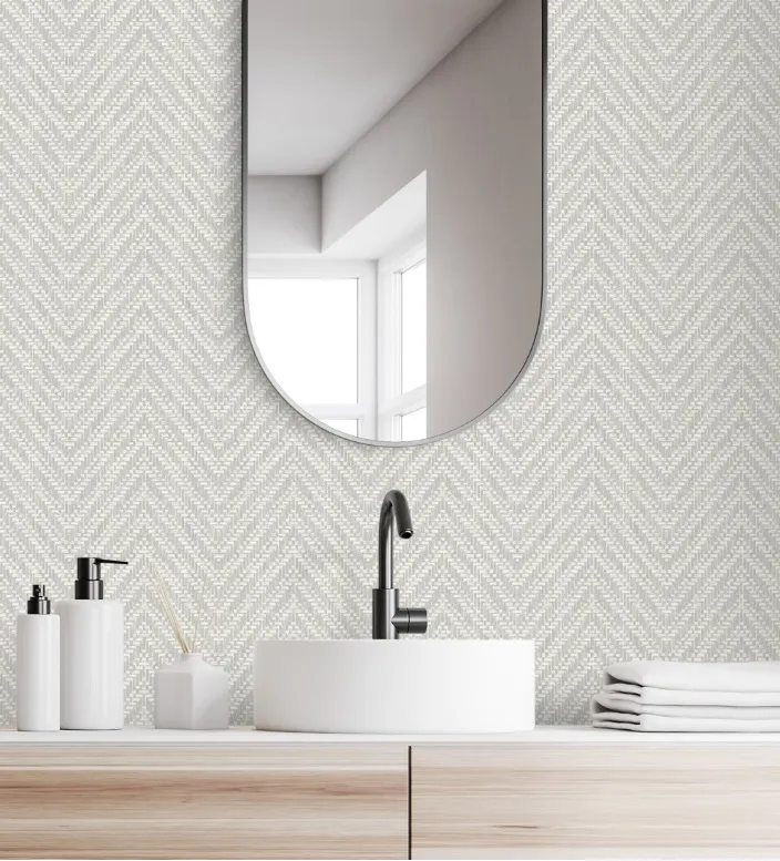 Papel pintado vinílico espiga relieve Georgia Light Grey - Imagen 4