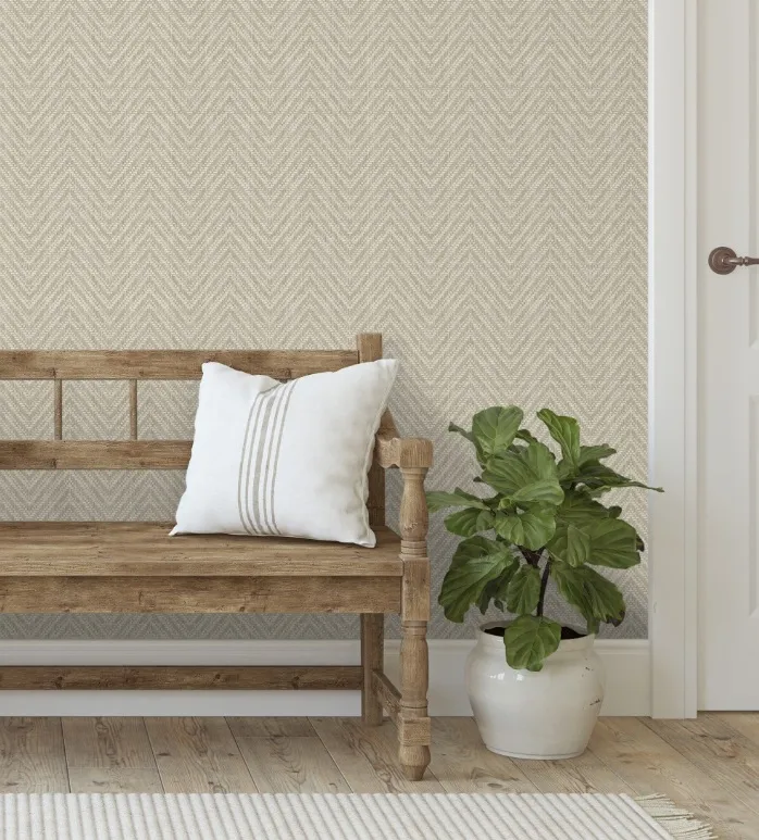 Papel pintado vinílico espiga relieve Georgia Topo - Imagen 2