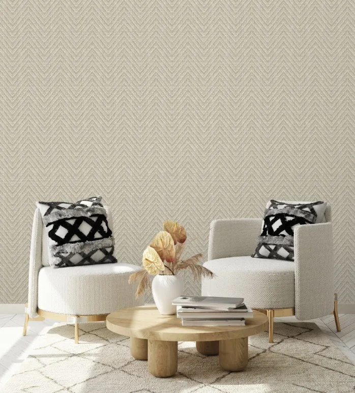 Papel pintado vinílico espiga relieve Georgia Topo - Imagen 3