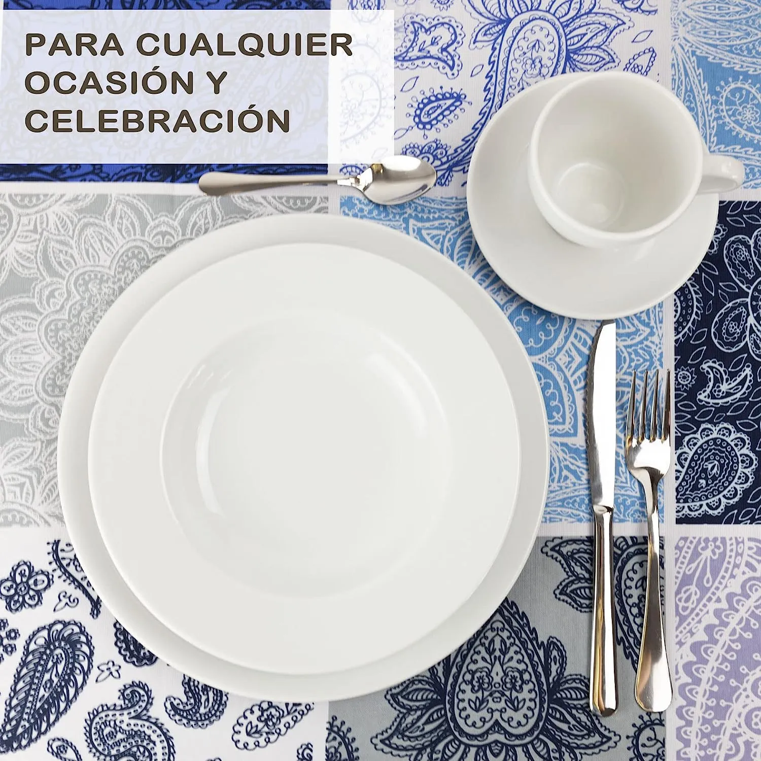 Mantel Antimancha Impermeable Con DIseño Cuadrado Dibujos Abstractos - Imagen 3