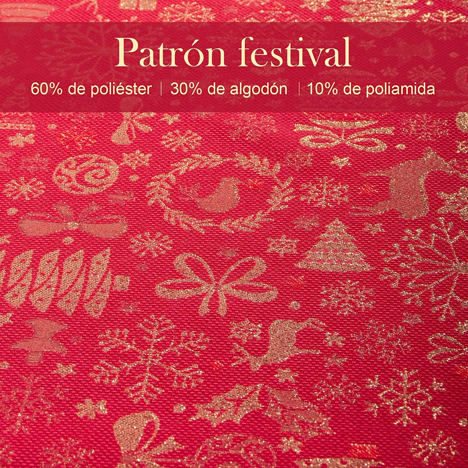 Mantel De Navidad Multilla 60% Poliéster, 30% Algodón, 10% Poliamida Con Diseño Ciervos Rojo - Imagen 8