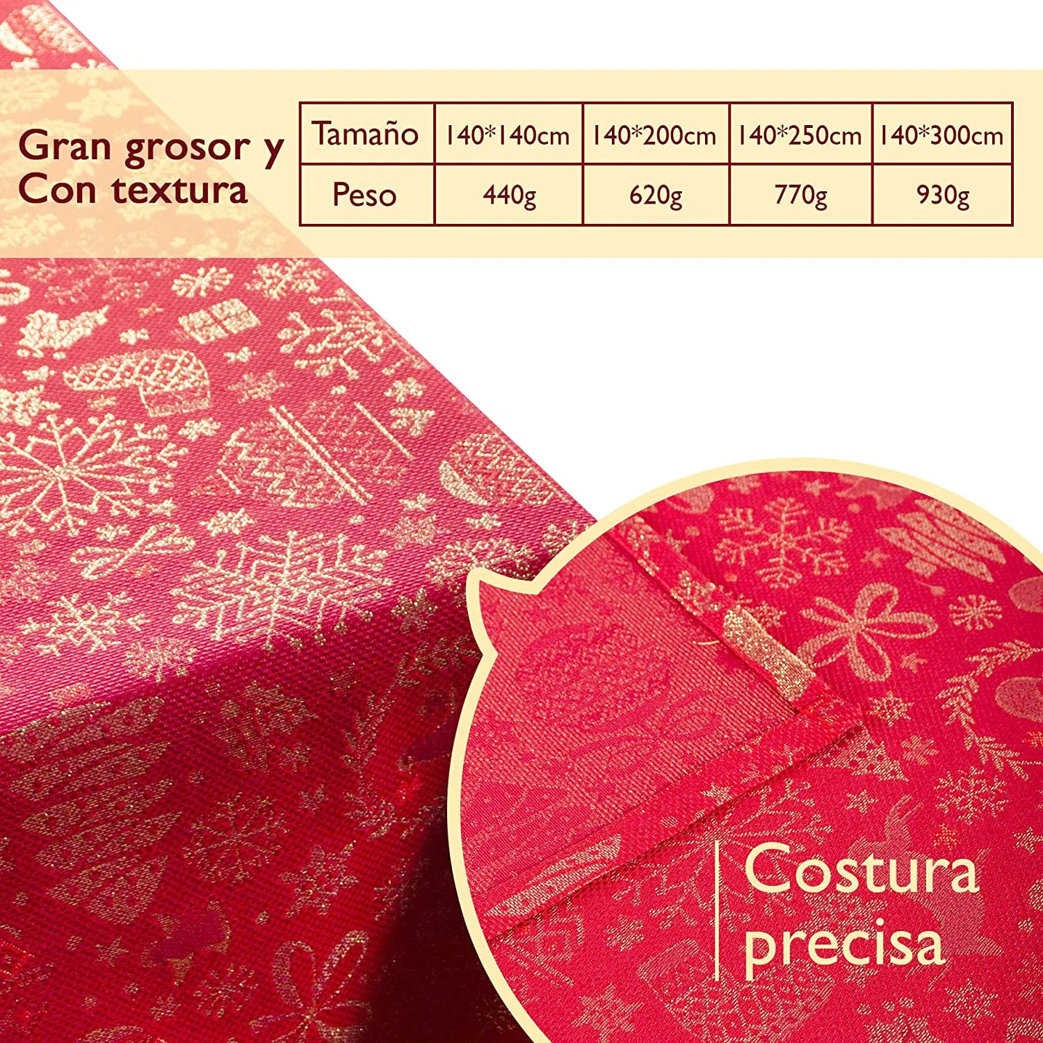 Mantel De Navidad Multilla 60% Poliéster, 30% Algodón, 10% Poliamida Con Diseño Ciervos Rojo - Imagen 7