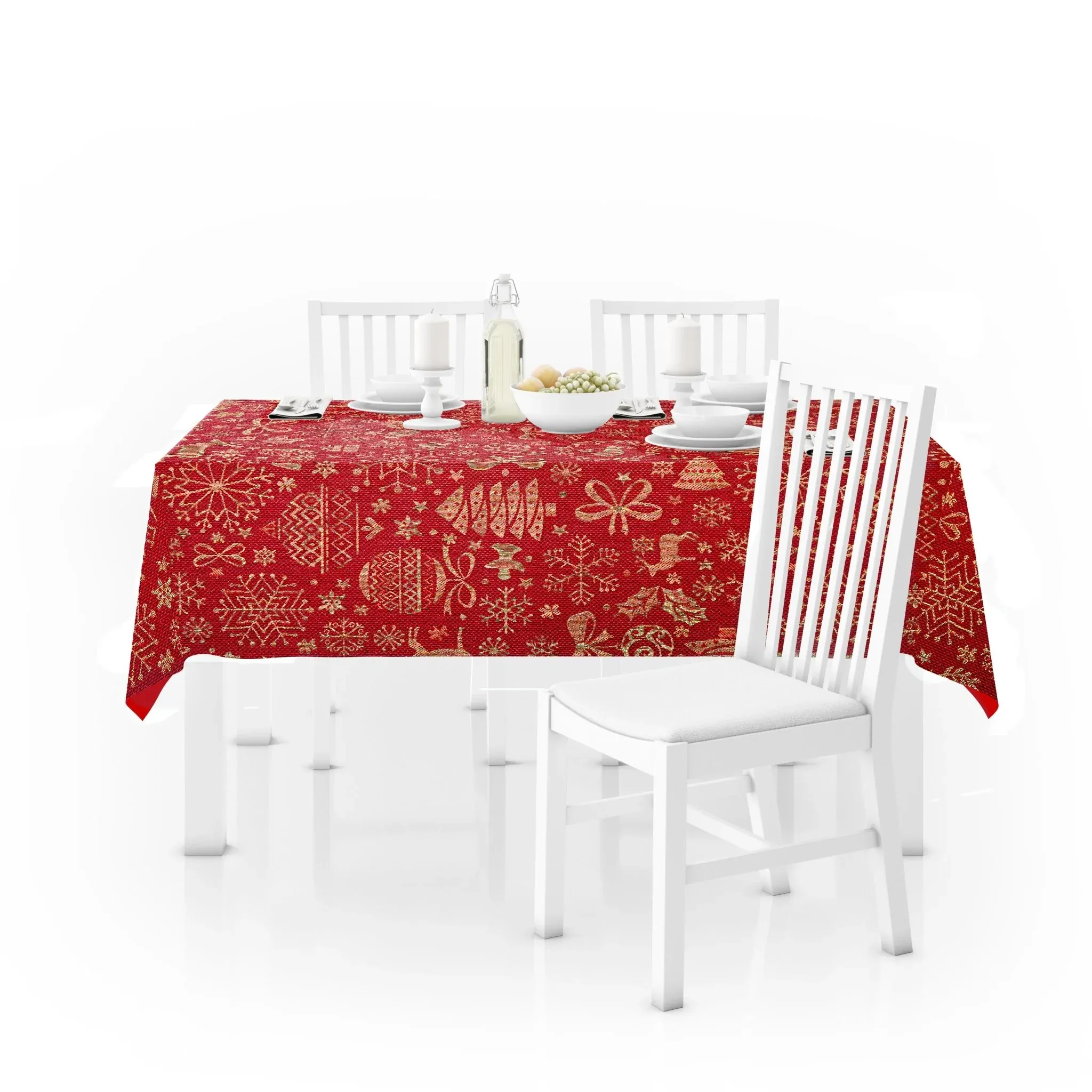 Mantel De Navidad Multilla 60% Poliéster, 30% Algodón, 10% Poliamida Con Diseño Ciervos Rojo - Imagen 4