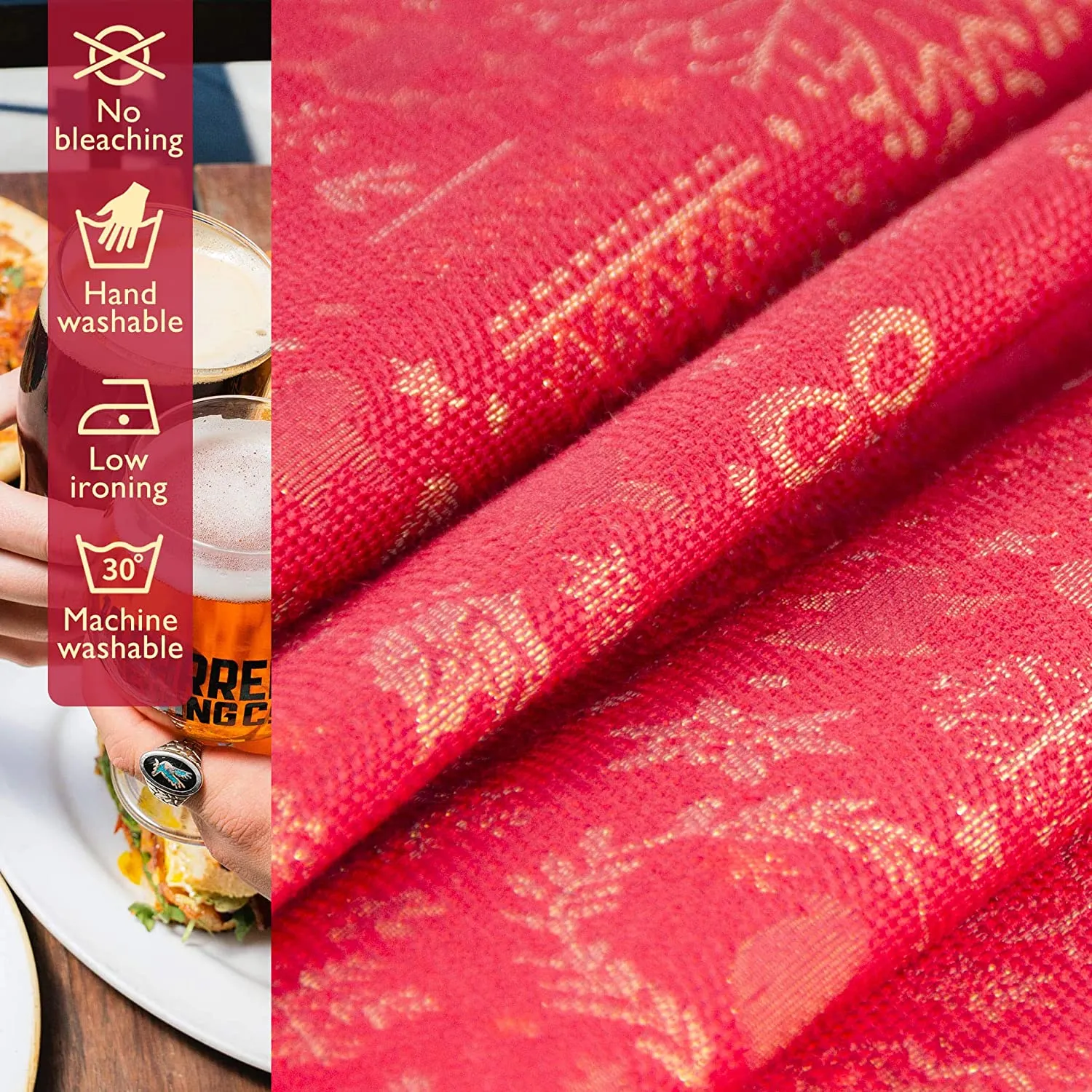 Mantel De Navidad Multilla 60% Poliéster, 30% Algodón, 10% Poliamida Con Diseño Ciervos Rojo - Imagen 5