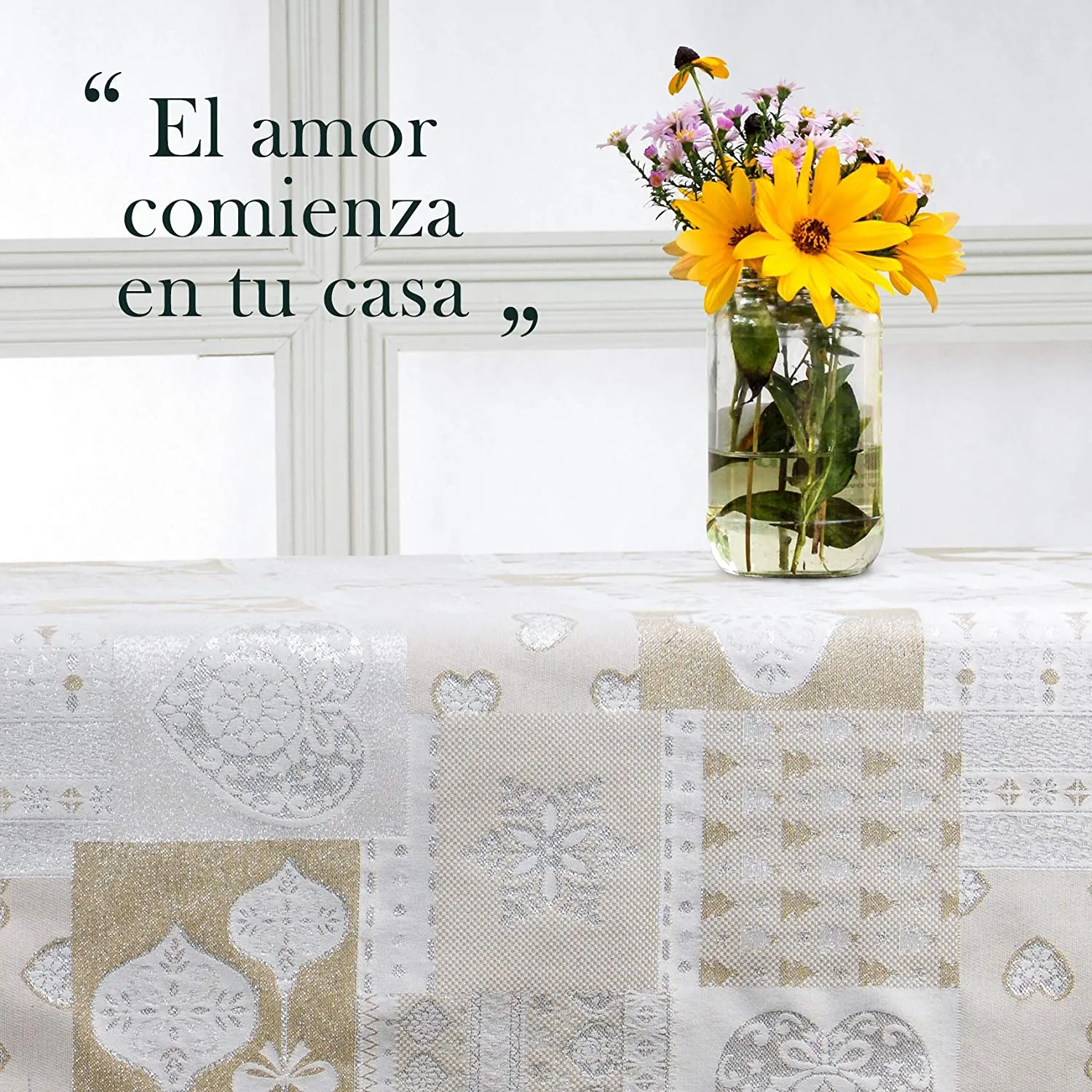 Mantel De Navidad Multilla 60% Poliéster, 30% Algodón, 10% Poliamida Con Diseño Corazones Gris - Imagen 8