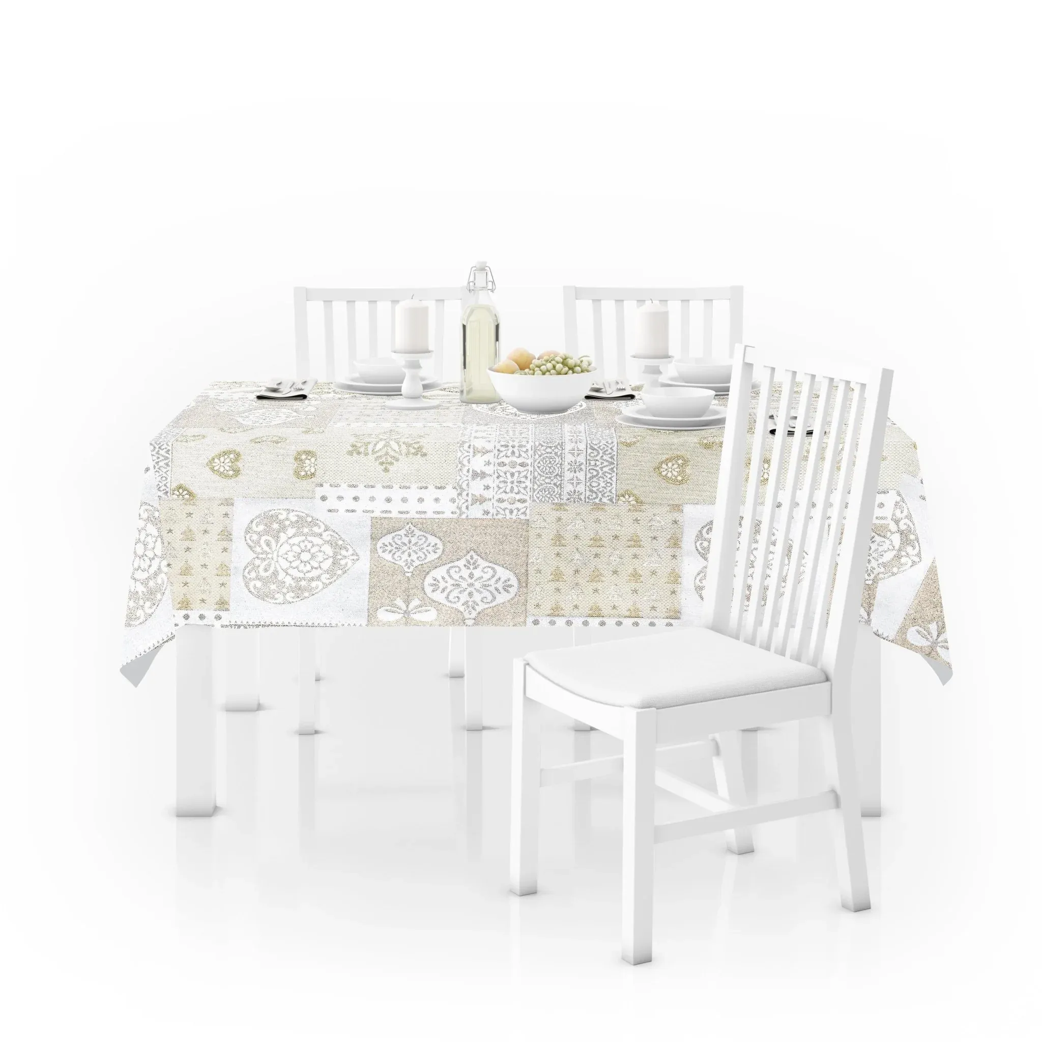 Mantel De Navidad Multilla 60% Poliéster, 30% Algodón, 10% Poliamida Con Diseño Corazones Gris - Imagen 3