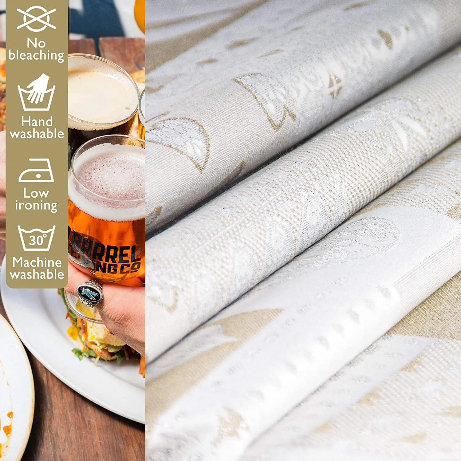 Mantel De Navidad Multilla 60% Poliéster, 30% Algodón, 10% Poliamida Con Diseño Corazones Gris - Imagen 5