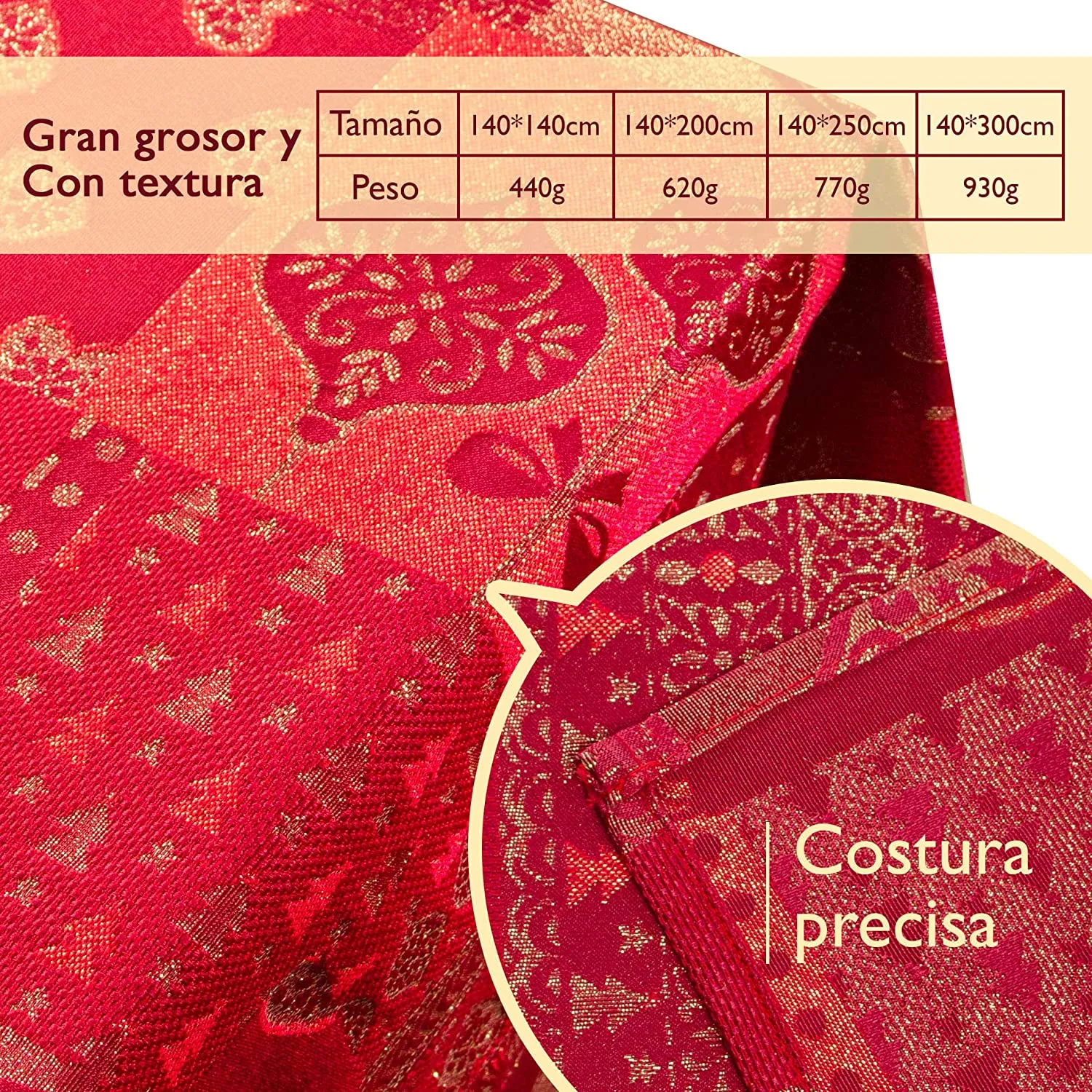 Mantel De Navidad Multilla 60% Poliéster, 30% Algodón, 10% Poliamida Con Diseño Corazones Rojo - Imagen 6