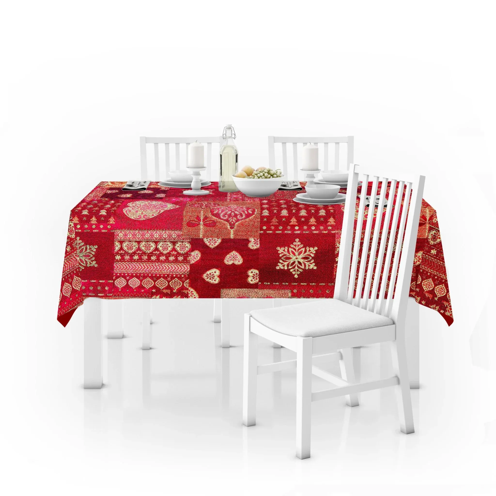 Mantel De Navidad Multilla 60% Poliéster, 30% Algodón, 10% Poliamida Con Diseño Corazones Rojo - Imagen 3