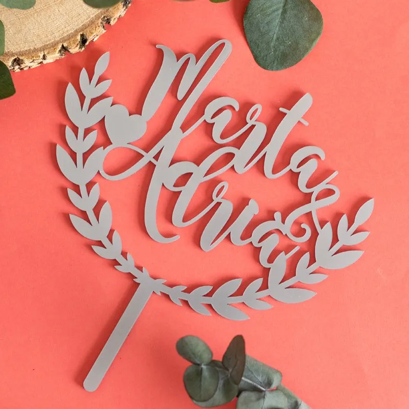 Topper media corona personalizada especial boda