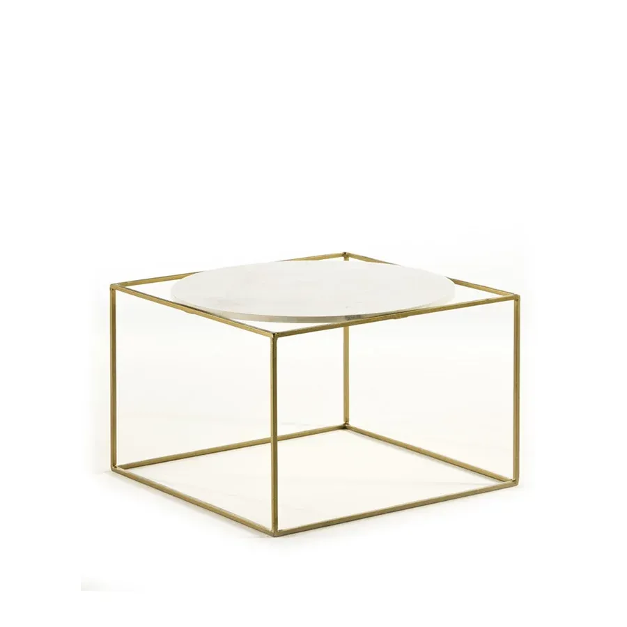 Mesa de centro de metal con mármol circular