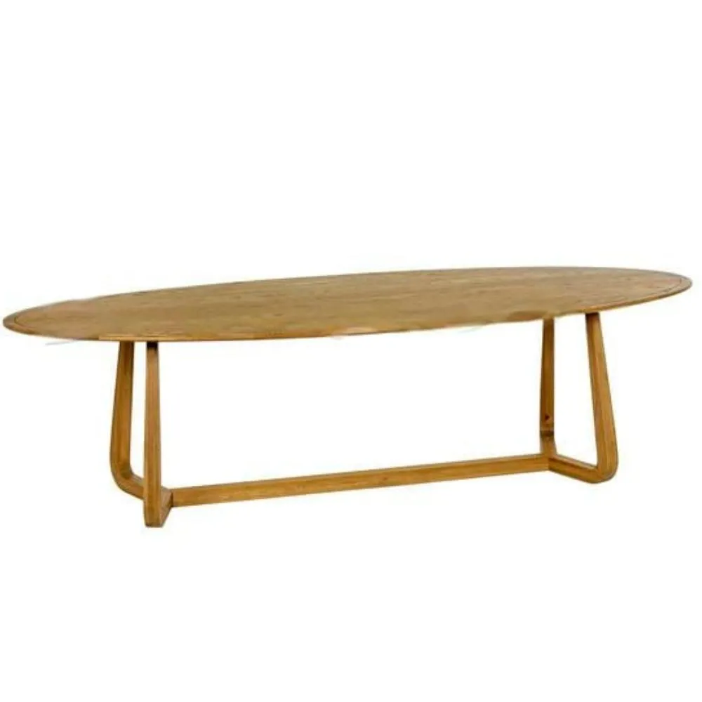 Mesa de comedor Kato-L en madera de roble ovalada 280×110 Natural