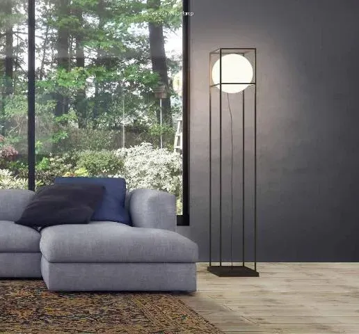 Lámpara de pie Desigual en negro, metal y cristal - Imagen 2