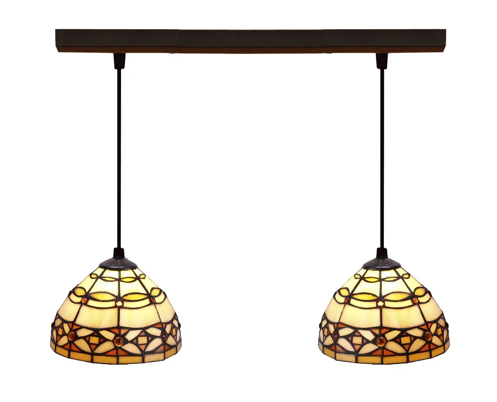 Lámpara Regleta con 2 Pantallas Tiffany Serie Marfil d.20cm