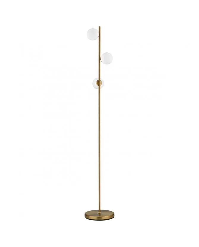 Pie de salón modelo River con 3 luces y diseño moderno en acabado dorado