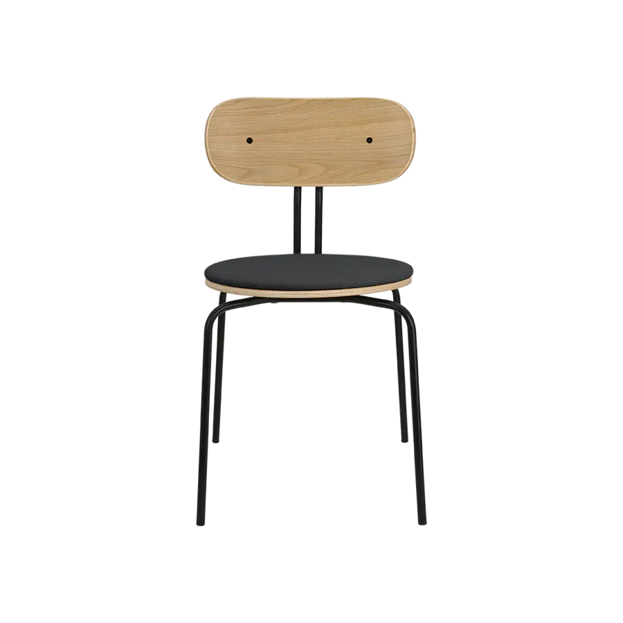 Silla Curious en madera de roble y acero tapizada Shadow & Black - Imagen 2
