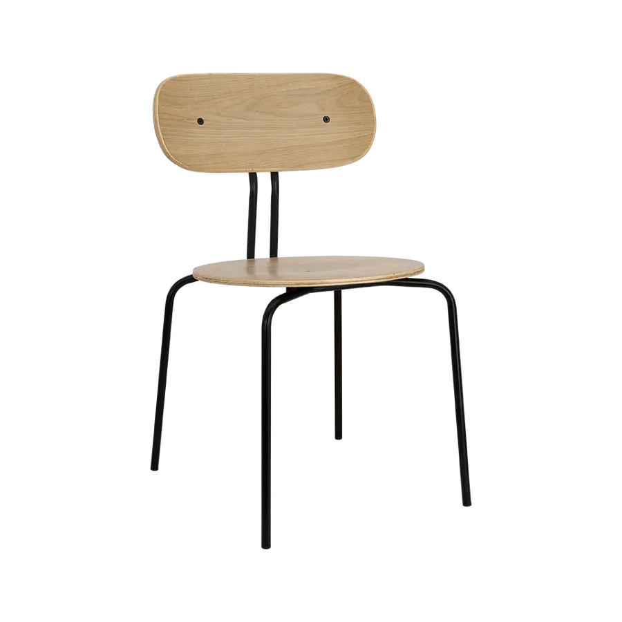Silla Curious en madera de roble y acero Natural & Black