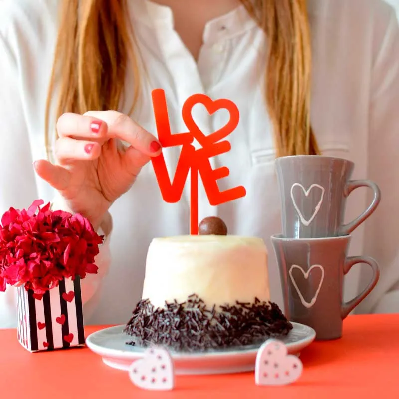 Topper LOVE corazón especial San Valentín